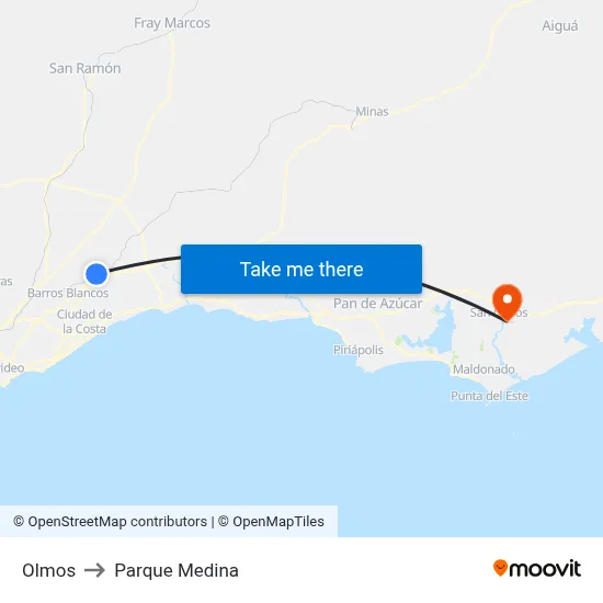Olmos to Parque Medina map