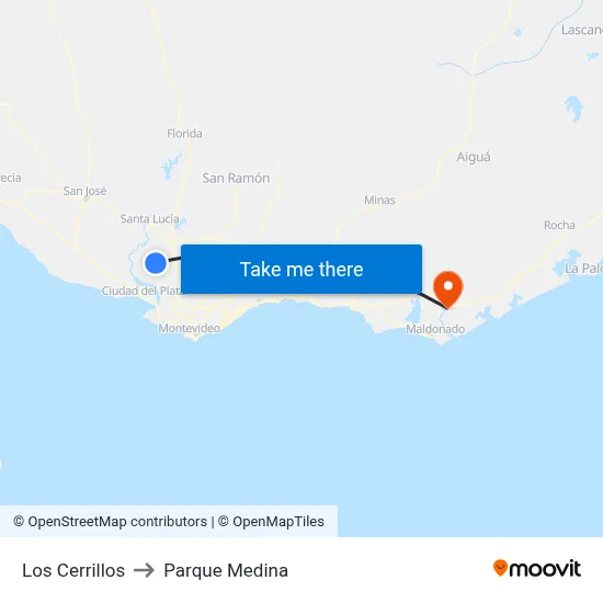 Los Cerrillos to Parque Medina map