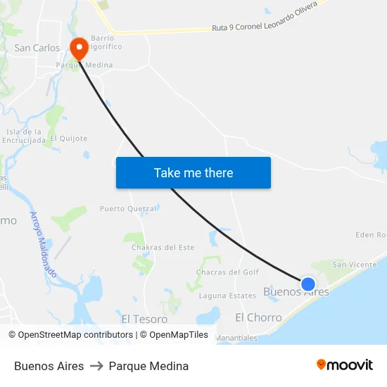 Buenos Aires to Parque Medina map