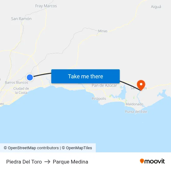 Piedra Del Toro to Parque Medina map