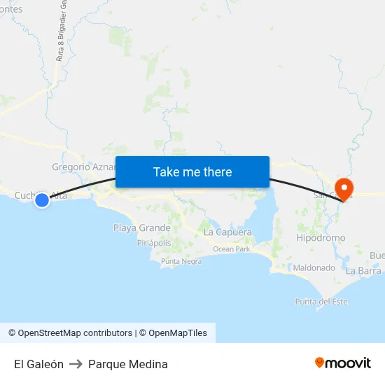 El Galeón to Parque Medina map