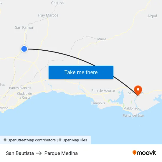 San Bautista to Parque Medina map