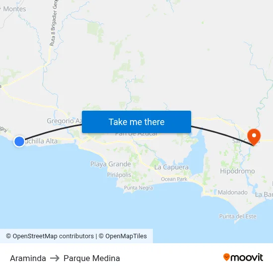 Araminda to Parque Medina map