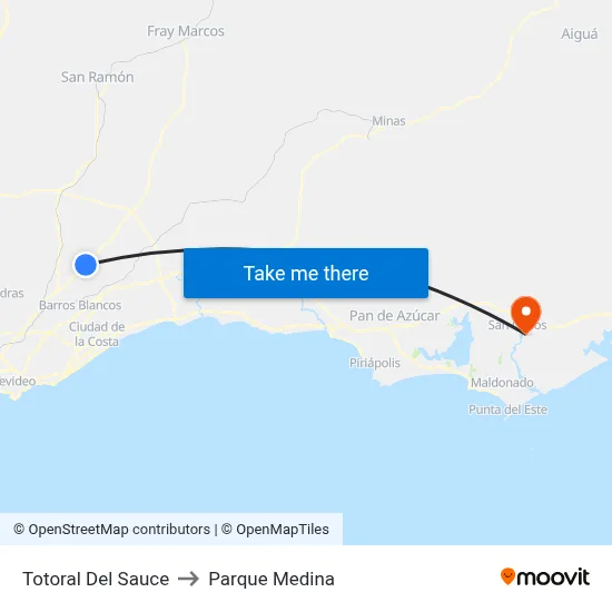 Totoral Del Sauce to Parque Medina map