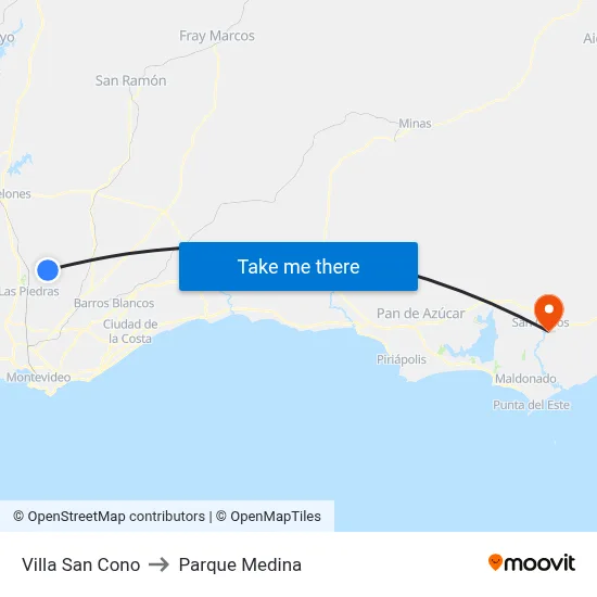Villa San Cono to Parque Medina map