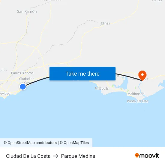 Ciudad De La Costa to Parque Medina map