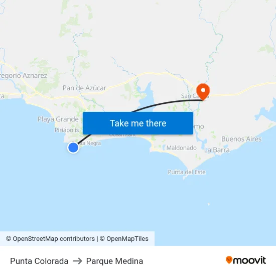 Punta Colorada to Parque Medina map