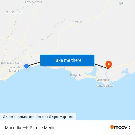 Marindia to Parque Medina map