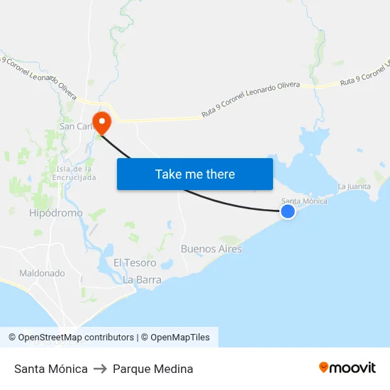 Santa Mónica to Parque Medina map