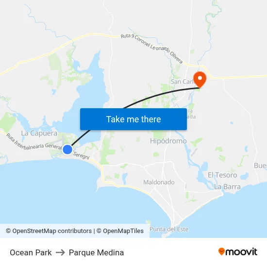 Ocean Park to Parque Medina map