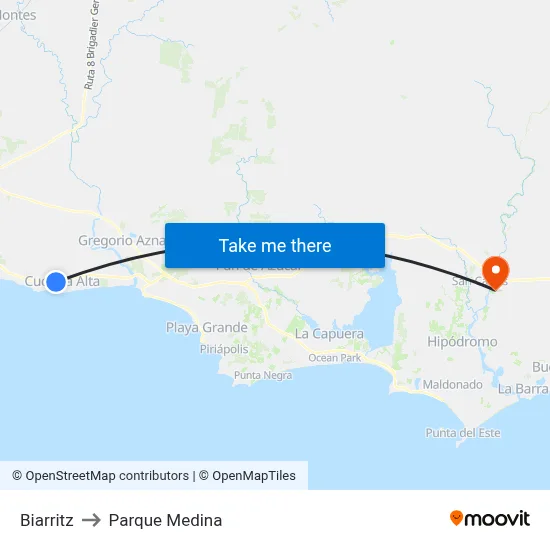 Biarritz to Parque Medina map