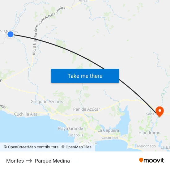 Montes to Parque Medina map