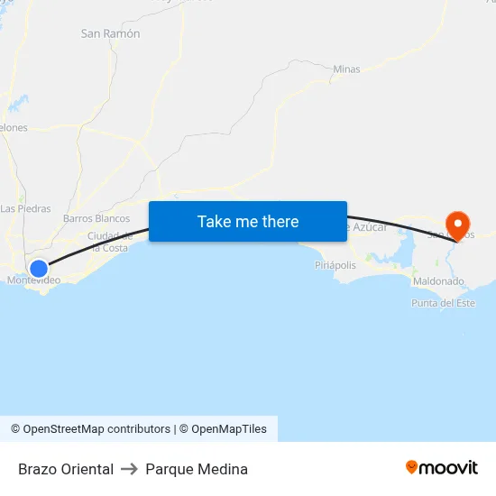 Brazo Oriental to Parque Medina map