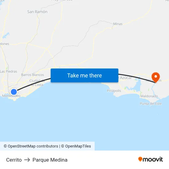 Cerrito to Parque Medina map