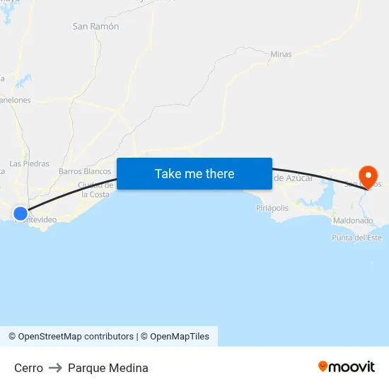 Cerro to Parque Medina map