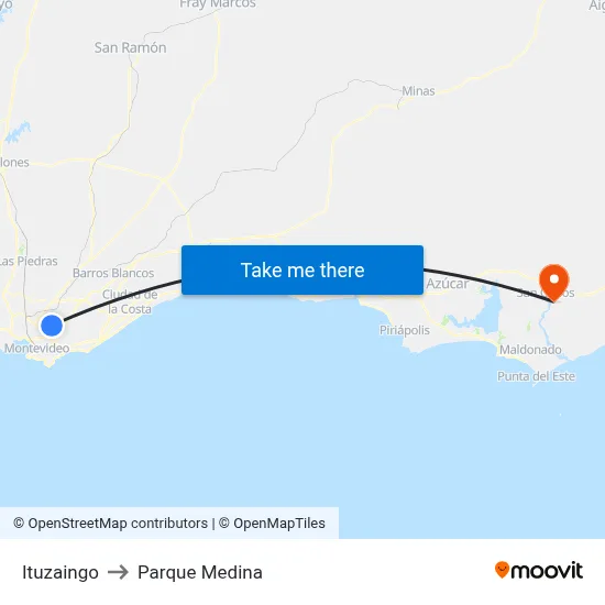 Ituzaingo to Parque Medina map