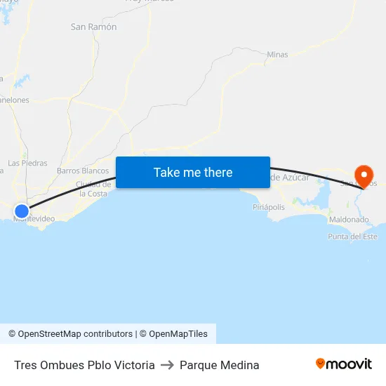 Tres Ombues Pblo Victoria to Parque Medina map