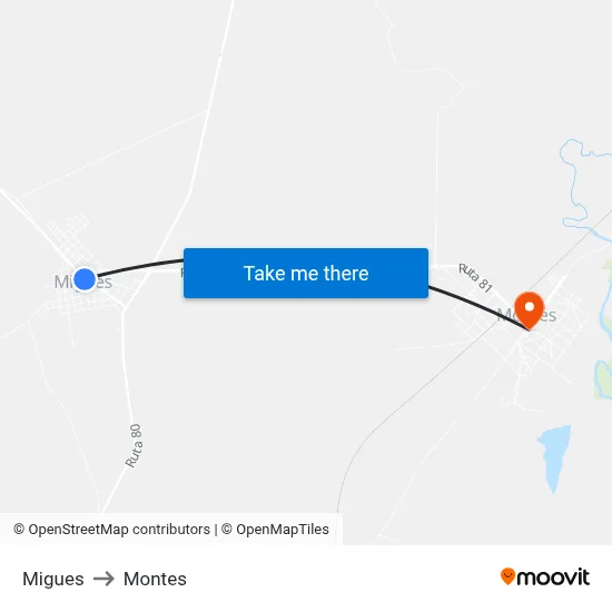 Migues to Montes map