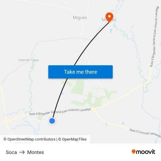 Soca to Montes map