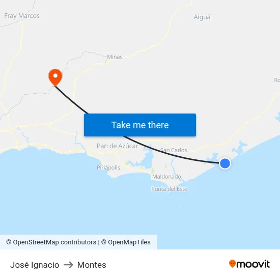 José Ignacio to Montes map
