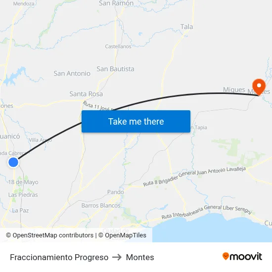 Fraccionamiento Progreso to Montes map