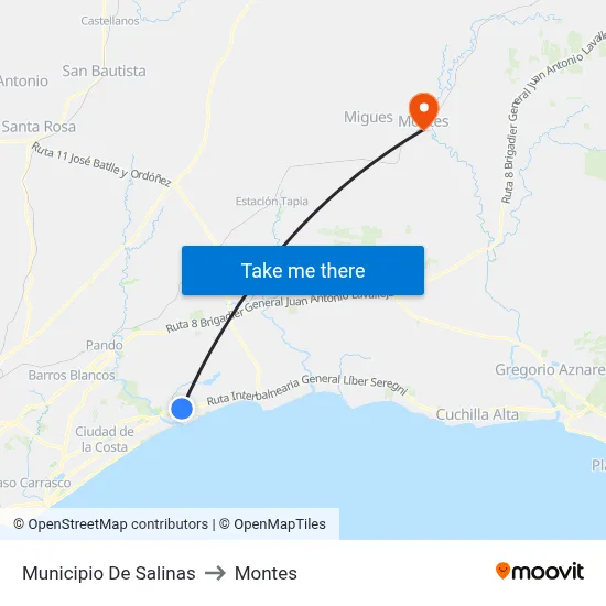 Municipio De Salinas to Montes map