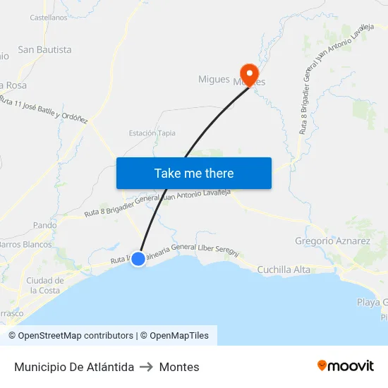 Municipio De Atlántida to Montes map