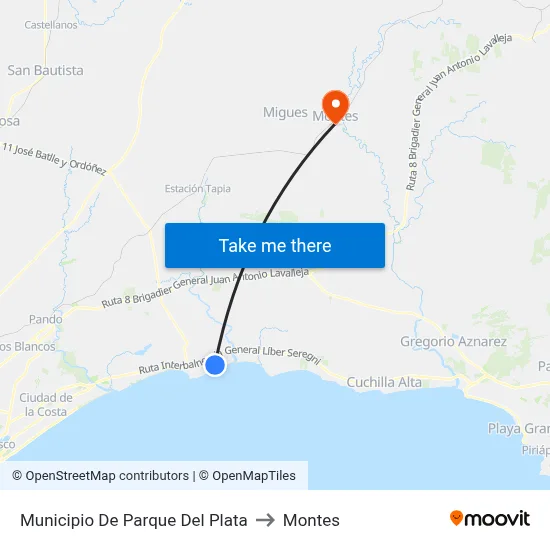 Municipio De Parque Del Plata to Montes map