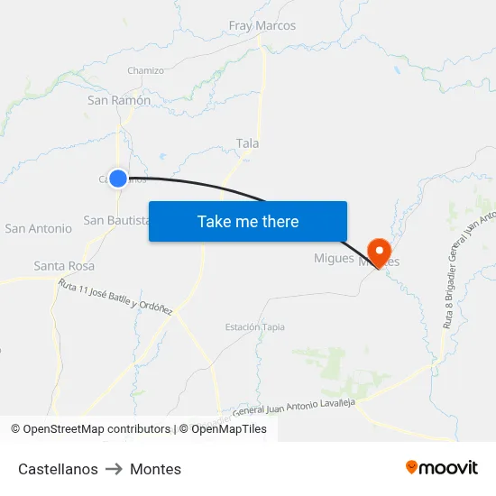 Castellanos to Montes map