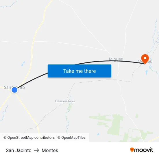 San Jacinto to Montes map