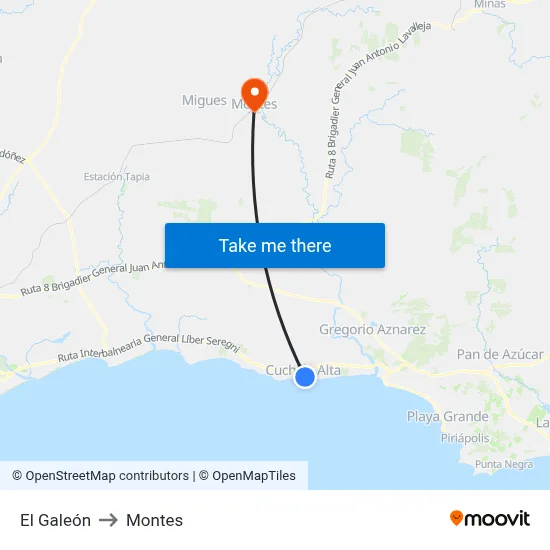 El Galeón to Montes map