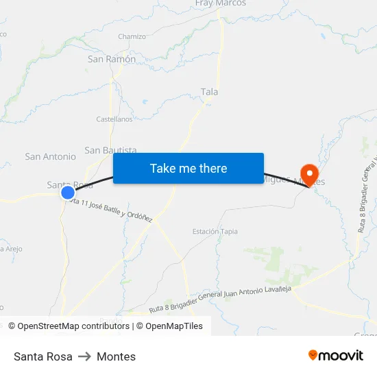Santa Rosa to Montes map