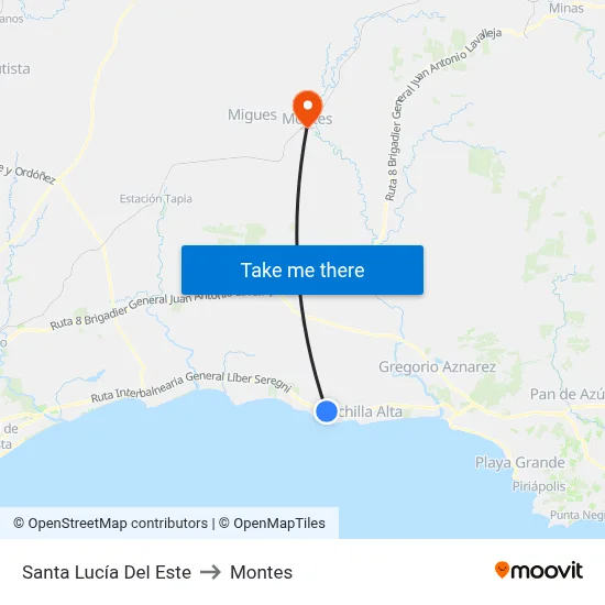 Santa Lucía Del Este to Montes map