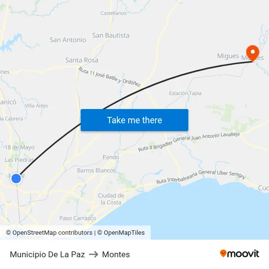 Municipio De La Paz to Montes map