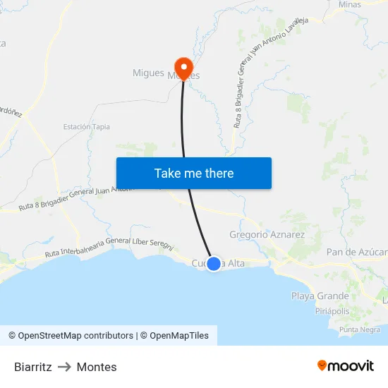 Biarritz to Montes map