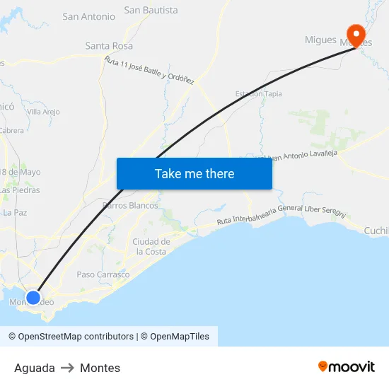 Aguada to Montes map