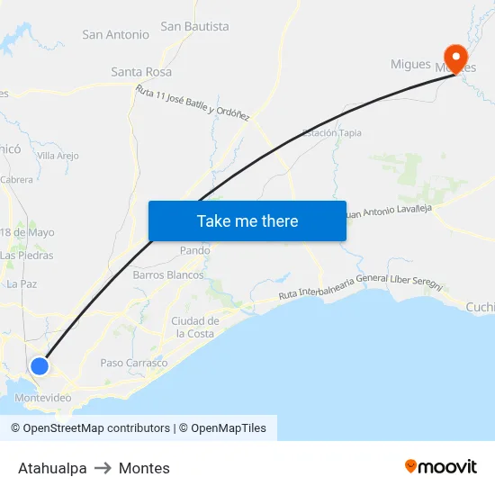 Atahualpa to Montes map