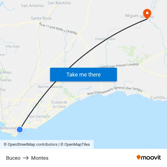 Buceo to Montes map