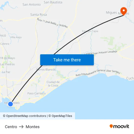 Centro to Montes map