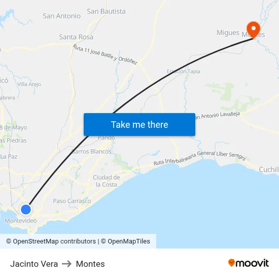 Jacinto Vera to Montes map