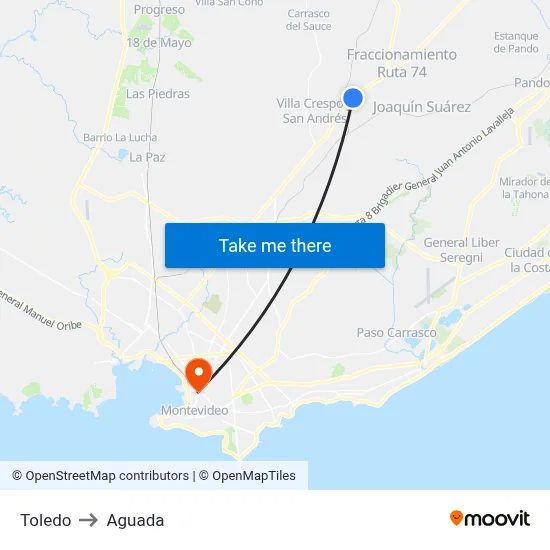 Toledo to Aguada map