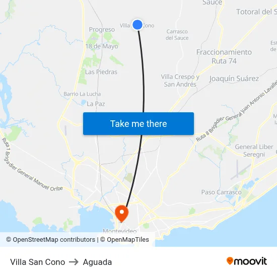 Villa San Cono to Aguada map