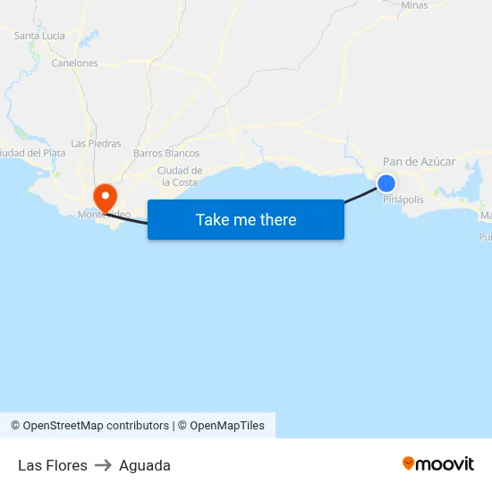 Las Flores to Aguada map