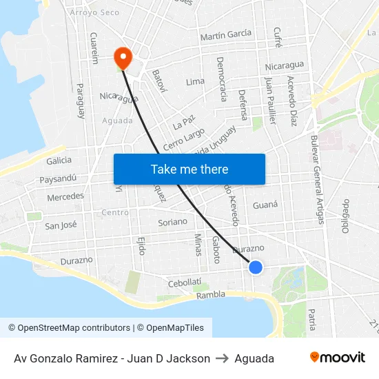 Av Gonzalo Ramirez Y Juan D Jackson to Aguada map