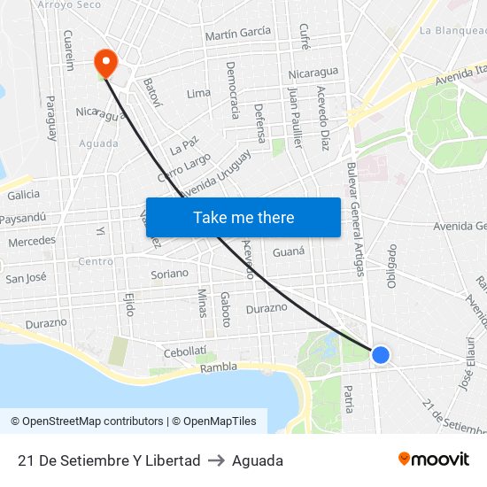 21 De Setiembre Y Libertad to Aguada map