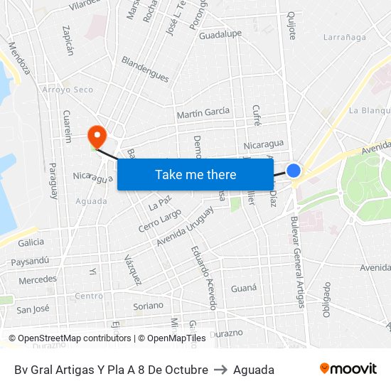 Bv Gral Artigas Y Pla A 8 De Octubre to Aguada map