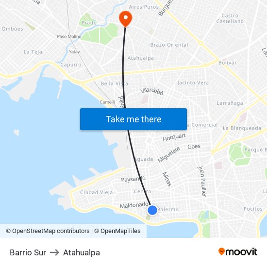 Barrio Sur to Atahualpa map