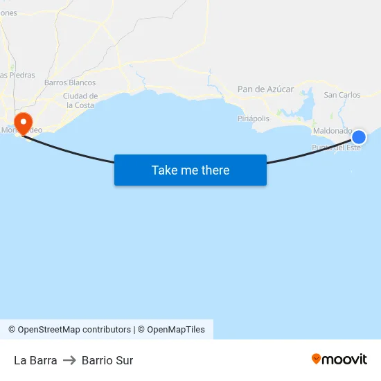 La Barra to Barrio Sur map