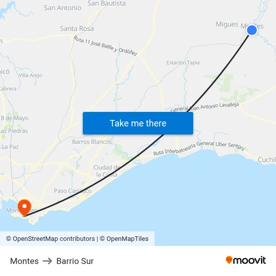 Montes to Barrio Sur map