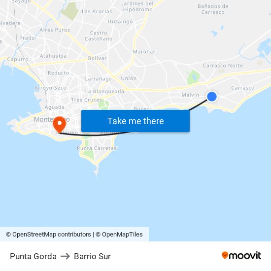 Punta Gorda to Barrio Sur map